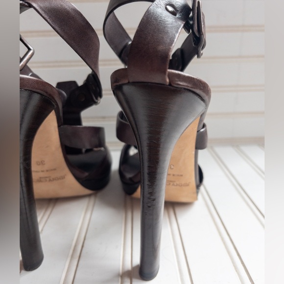 Brown Leather Jimmy Choo Strappy Sandals 39 - Picture 8 of 12